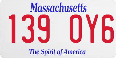 MA license plate 139OY6
