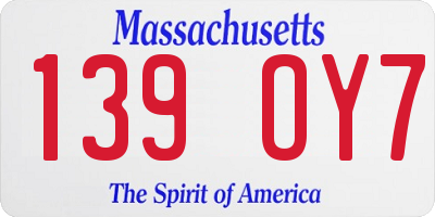 MA license plate 139OY7