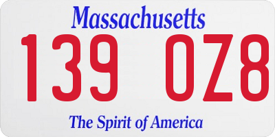 MA license plate 139OZ8