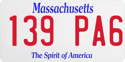 MA license plate 139PA6