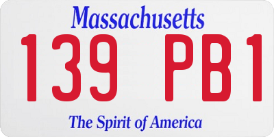 MA license plate 139PB1
