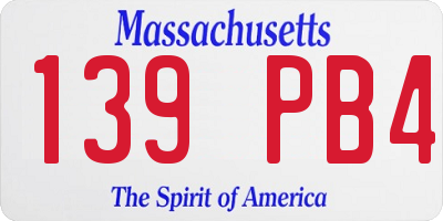 MA license plate 139PB4