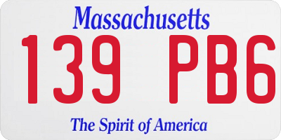 MA license plate 139PB6