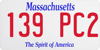 MA license plate 139PC2