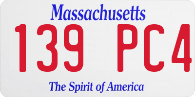 MA license plate 139PC4