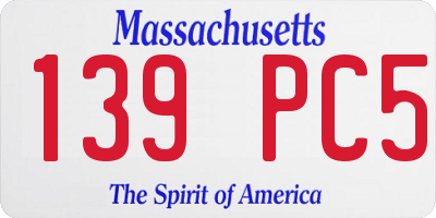 MA license plate 139PC5