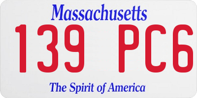 MA license plate 139PC6