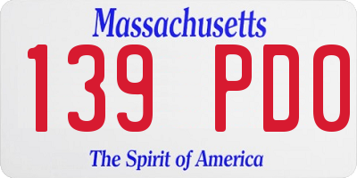 MA license plate 139PD0