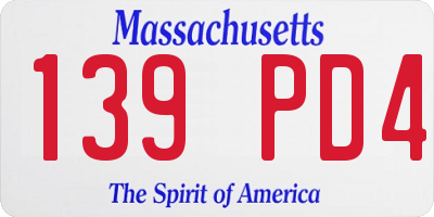 MA license plate 139PD4