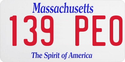 MA license plate 139PE0