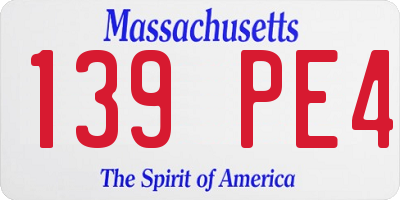MA license plate 139PE4