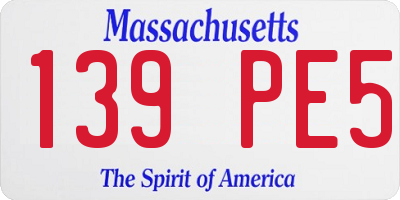 MA license plate 139PE5