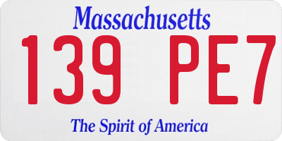 MA license plate 139PE7