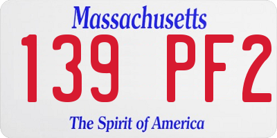 MA license plate 139PF2