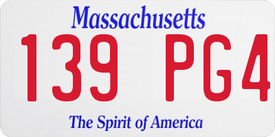 MA license plate 139PG4