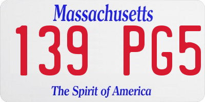 MA license plate 139PG5