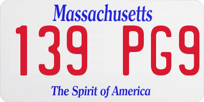 MA license plate 139PG9