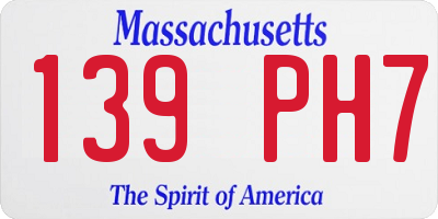 MA license plate 139PH7
