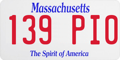 MA license plate 139PI0