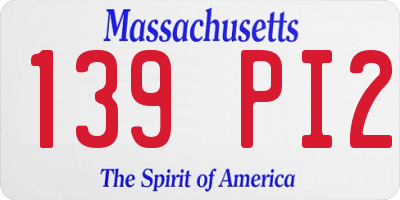 MA license plate 139PI2