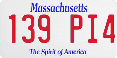 MA license plate 139PI4