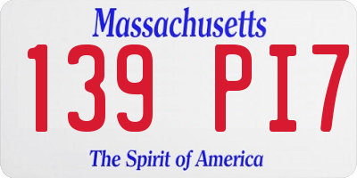 MA license plate 139PI7