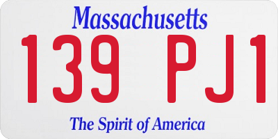 MA license plate 139PJ1