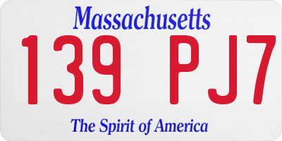 MA license plate 139PJ7