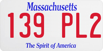 MA license plate 139PL2