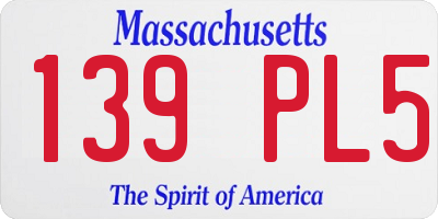 MA license plate 139PL5
