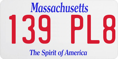 MA license plate 139PL8