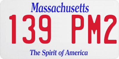 MA license plate 139PM2
