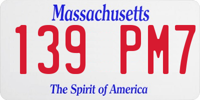 MA license plate 139PM7