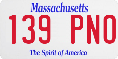 MA license plate 139PN0