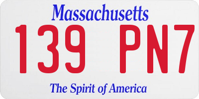 MA license plate 139PN7