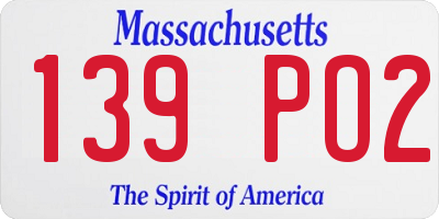 MA license plate 139PO2