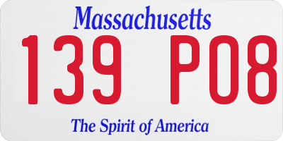 MA license plate 139PO8