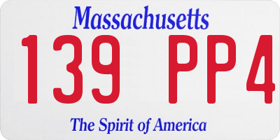 MA license plate 139PP4