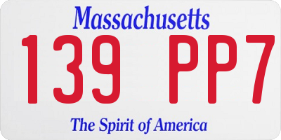 MA license plate 139PP7