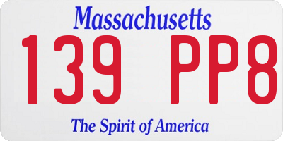 MA license plate 139PP8