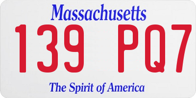 MA license plate 139PQ7