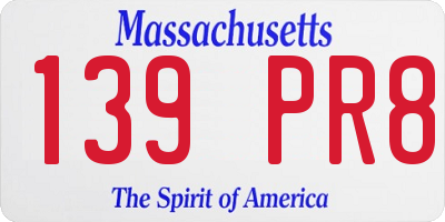 MA license plate 139PR8