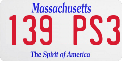 MA license plate 139PS3