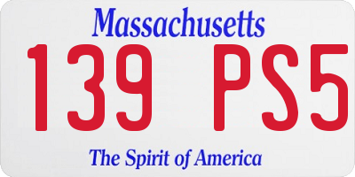 MA license plate 139PS5