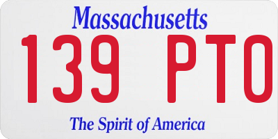 MA license plate 139PT0