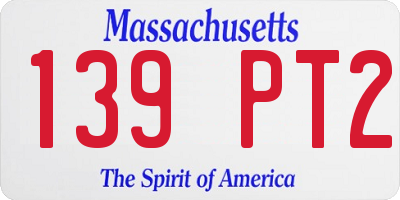 MA license plate 139PT2