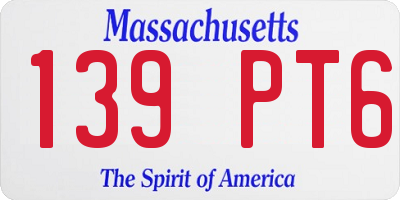 MA license plate 139PT6