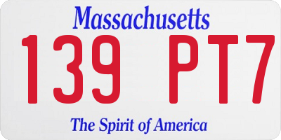 MA license plate 139PT7