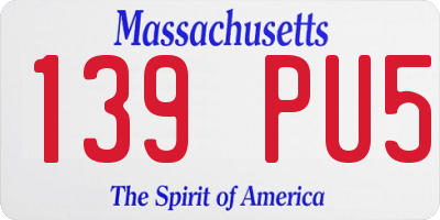 MA license plate 139PU5