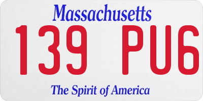 MA license plate 139PU6
